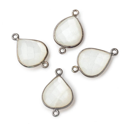 16x14mm Black Gold .925 Bezel White Moonstone faceted pear Connector 1 piece