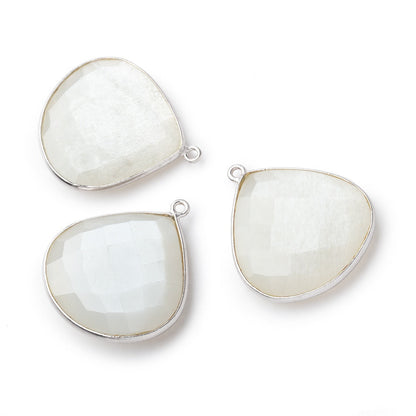 26x26mm Silver .925 White Moonstone faceted heart Pendant 1 piece