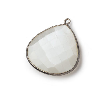 26x26mm Black Gold .925 White Moonstone faceted heart Pendant 1 piece