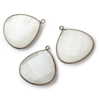 26x26mm Black Gold .925 White Moonstone faceted heart Pendant 1 piece