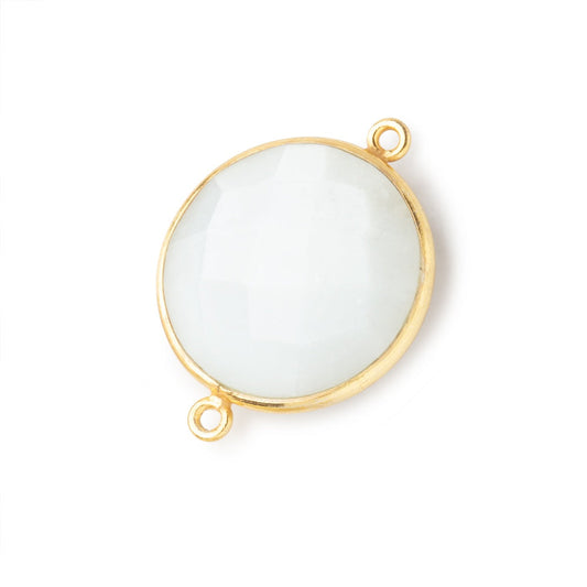 22mm Vermeil Bezeled White Moonstone Coin Focal Bead Connector 1 piece