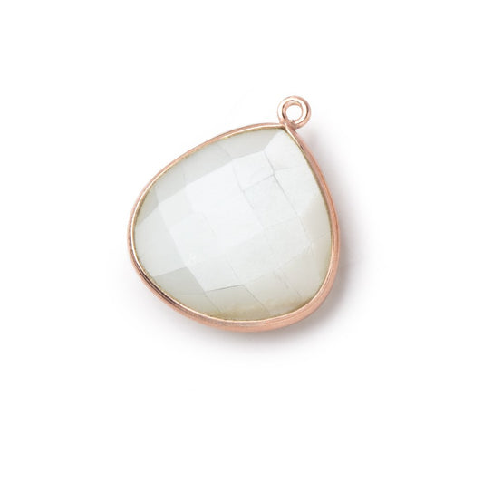 22mm Rose Gold .925 Bezel White Moonstone Heart Pendant 1 piece