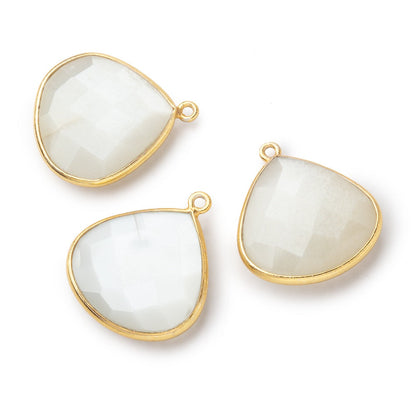 22x22mm Vermeil Bezeled White Moonstone Heart Pendant 1 piece