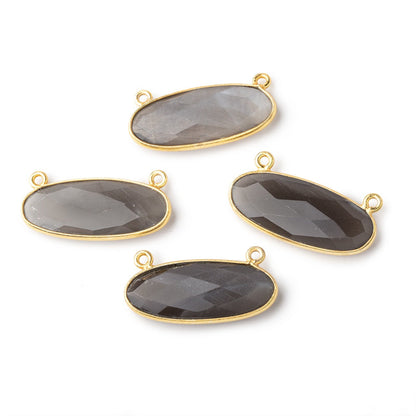 28x11.5mm Vermeil Bezel Platinum Grey Moonstone Oval East West Connector 1 piece