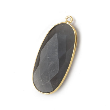 34x16mm Vermeil Bezeled Platinum Grey Moonstone faceted Oval Pendant 1 piece