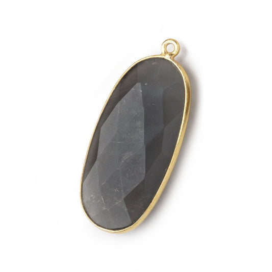 34x16mm Vermeil Bezeled Platinum Grey Moonstone faceted Oval Pendant 1 piece