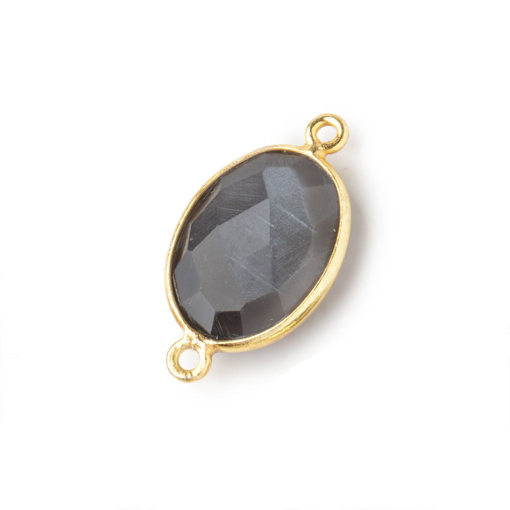 17x13mm Vermeil Bezel Platinum Grey Moonstone Faceted Oval Connector 1 piece