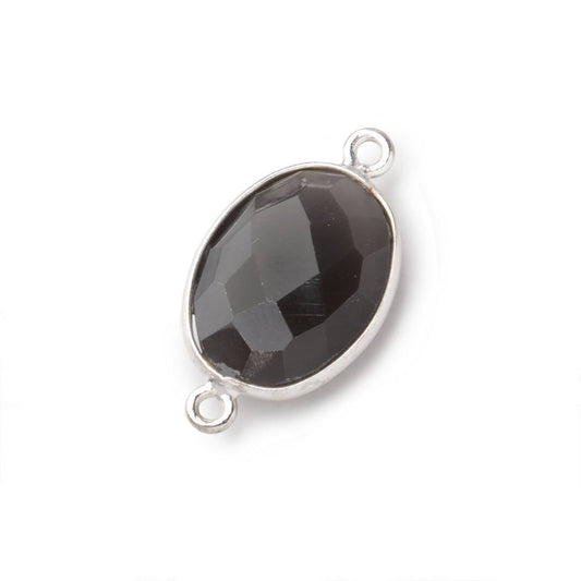17x13mm Silver .925 Bezel Platinum Grey Moonstone Faceted Oval Connector 1 piece
