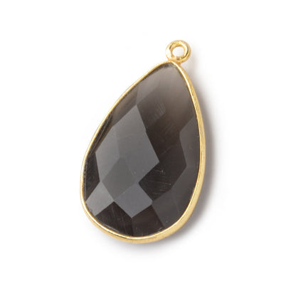 26x17mm Vermeil Bezel Platinum Grey Moonstone faceted pear Pendant 1 piece