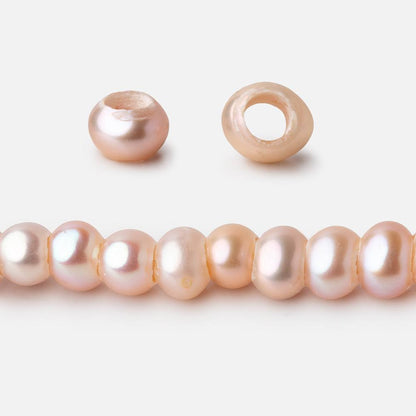 5mm Soft Peach 2.5mm Large Hole Off Round Pearls 15 inch 114 Beads