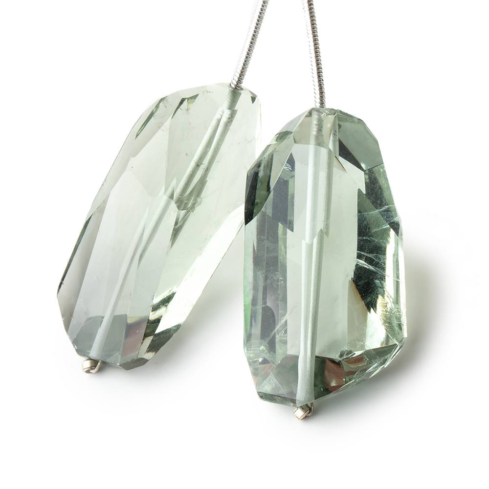 21-28mm Prasiolite Faceted Nugget Focal Beads Set of 2 pieces
