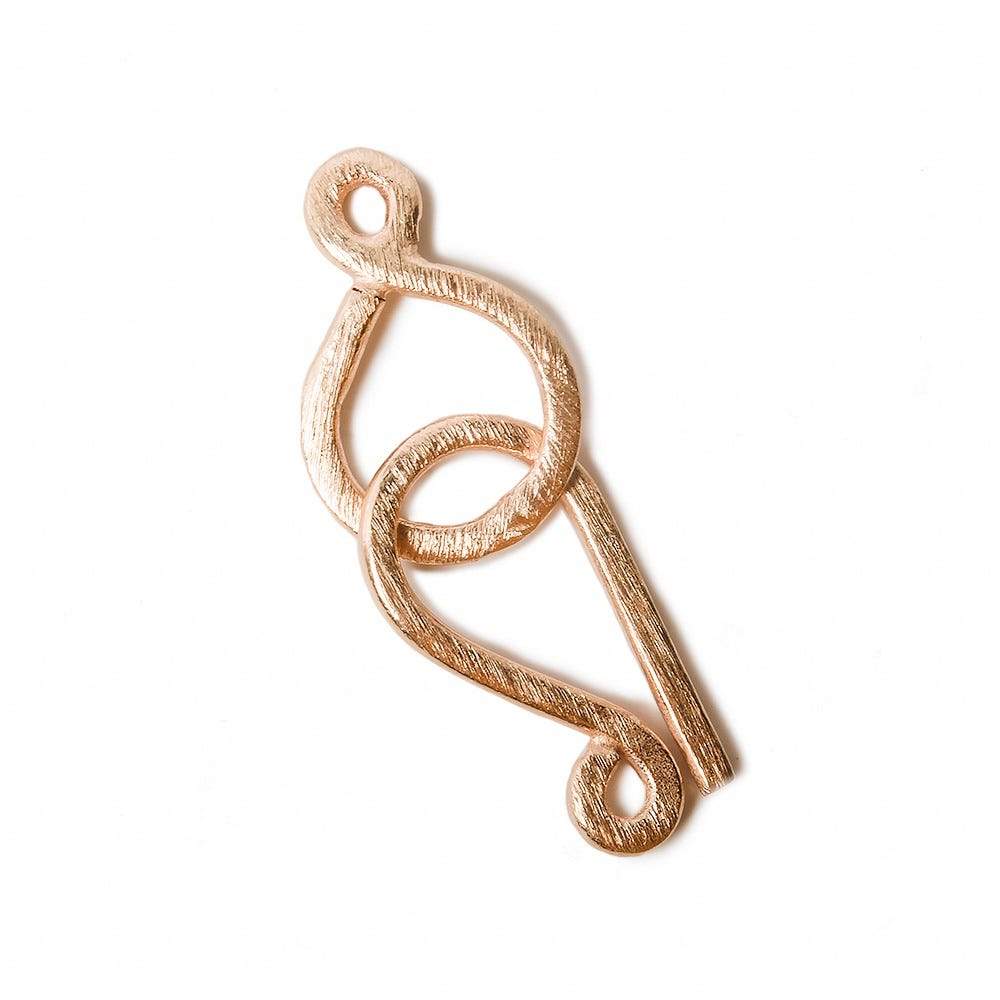 33x13mm Rose Gold plated Silver Hook and Eye Clasp 1 piece Brushed