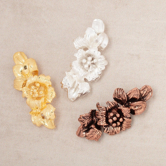 33x15mm Hibiscus Flower Slider Charm Set of 2 pieces