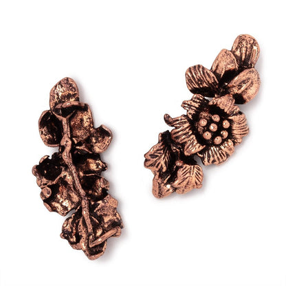 33x15mm Hibiscus Flower Slider Charm Set of 2 pieces