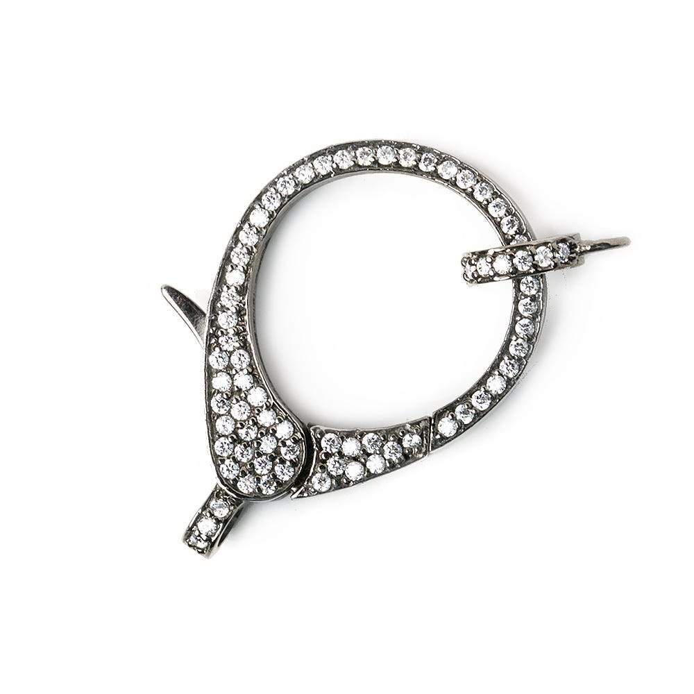 33x17mm Black Gold .925 Silver Pave CZ Lobster Clasp with CZ Ring 1 piece
