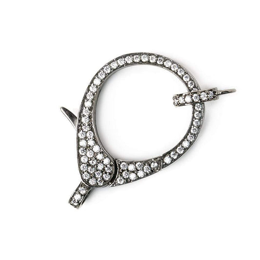 33x17mm Black Gold .925 Silver Pave CZ Lobster Clasp with CZ Ring 1 piece