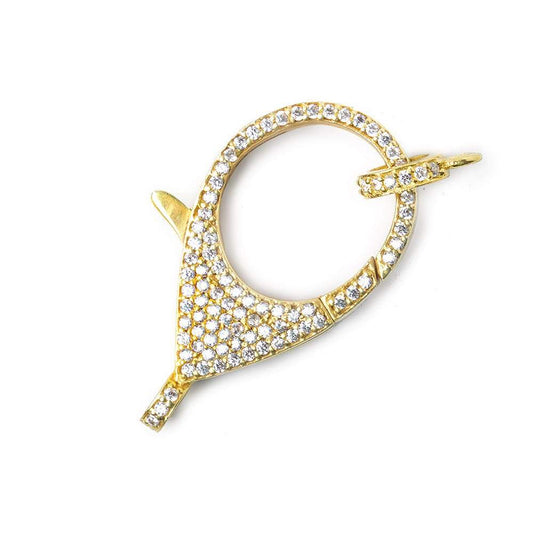 33x17mm Vermeil Pave CZ Lobster Clasp with CZ Ring 1 piece