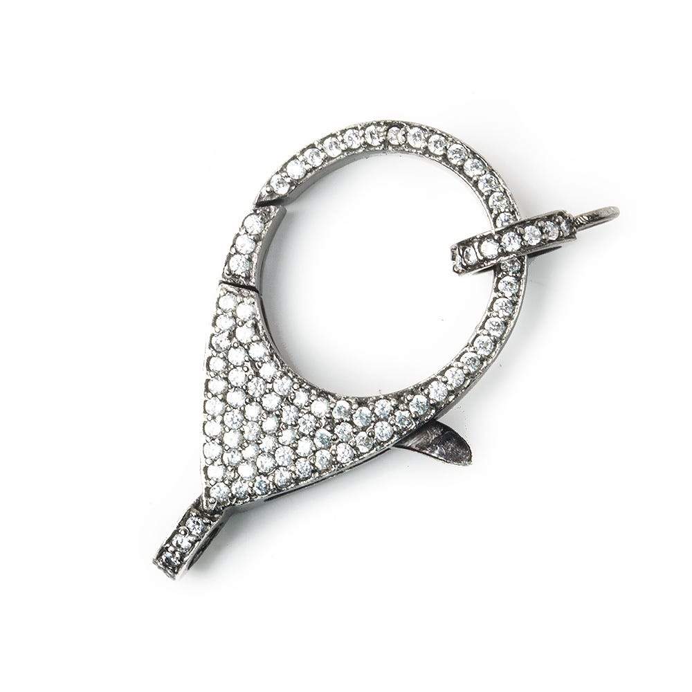 33x18mm Black Gold .925 Silver Pave CZ Lobster Clasp with CZ Ring 1 piece
