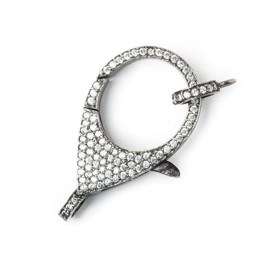 33x18mm Black Gold .925 Silver Pave CZ Lobster Clasp with CZ Ring 1 piece