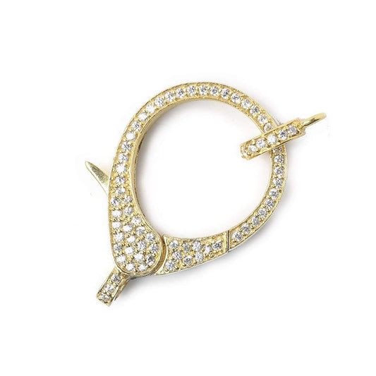 33x18mm Vermeil Pave CZ Lobster Clasp with CZ Ring 1 piece