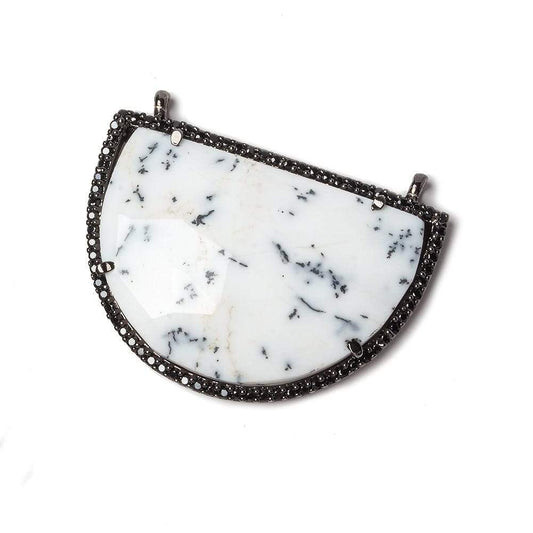 33x20mm Dendritic Opal CZ Bezel Half Moon East West Connector 1 focal bead