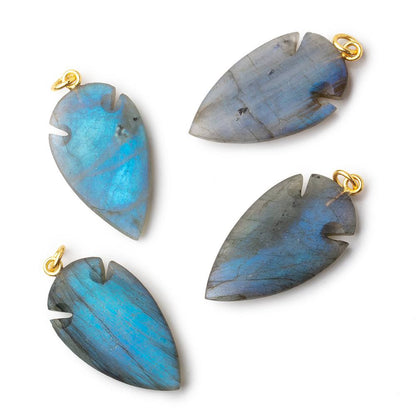 33x20mm Matte Labradorite Plain Arrowhead Pendant 1 Focal