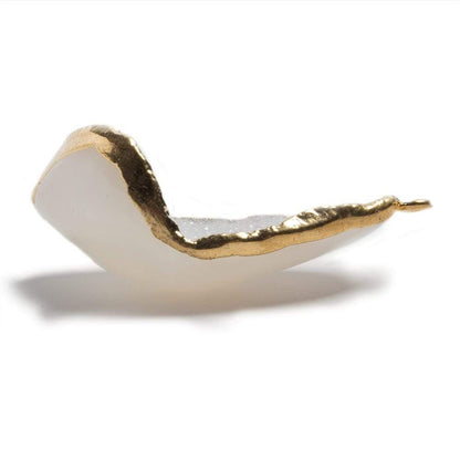 33x20x12mm Gold Leafed White Concave Drusy Focal Pendant 1 piece