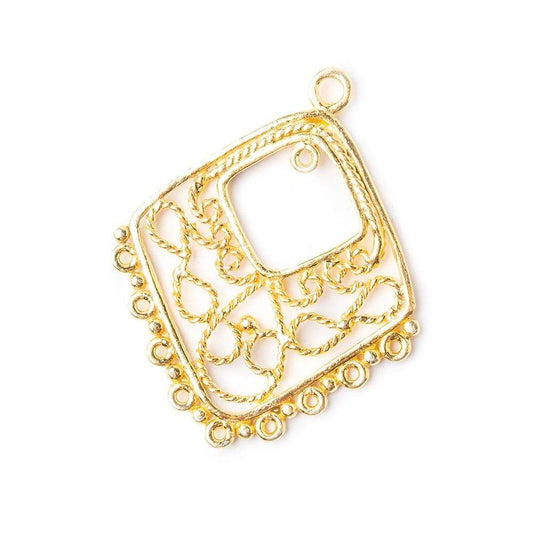 33x27mm Vermeil Chandelier Diamond Scrollwork Design with 10 rings 1 piece