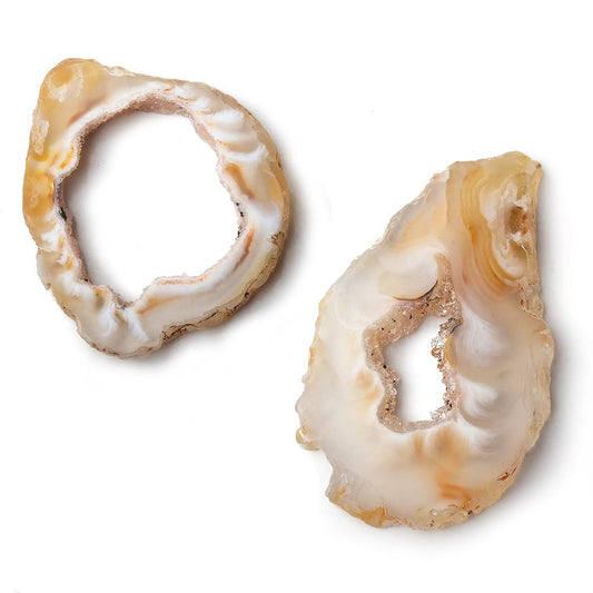 33x28-43x26mm Occo Agate with Drusy Slice without drill hole 2 pieces