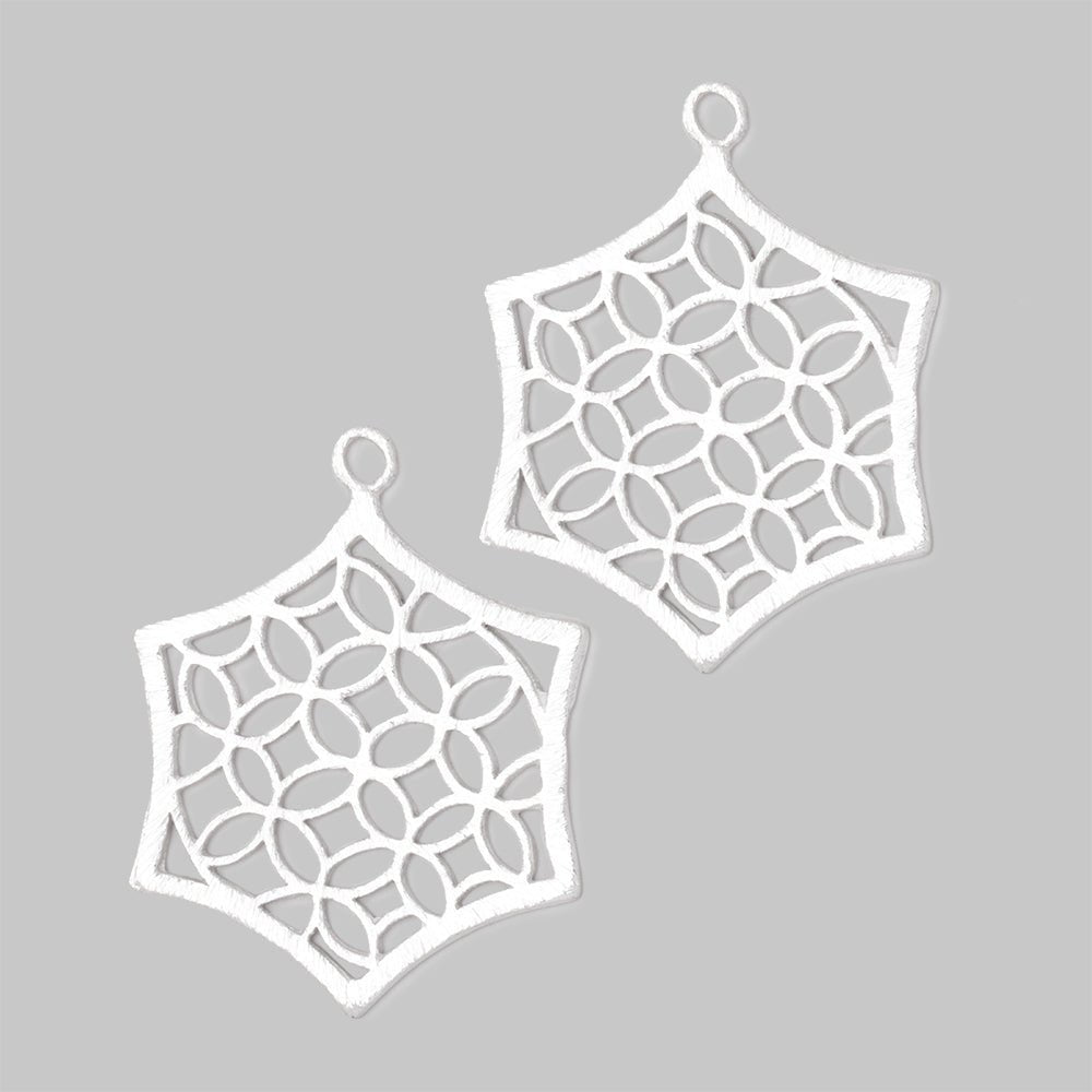 33x30mm Brushed Filigree Hexagon Charm Set of 2 pieces