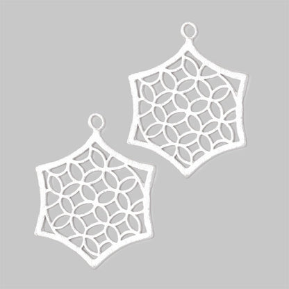33x30mm Brushed Filigree Hexagon Charm Set of 2 pieces