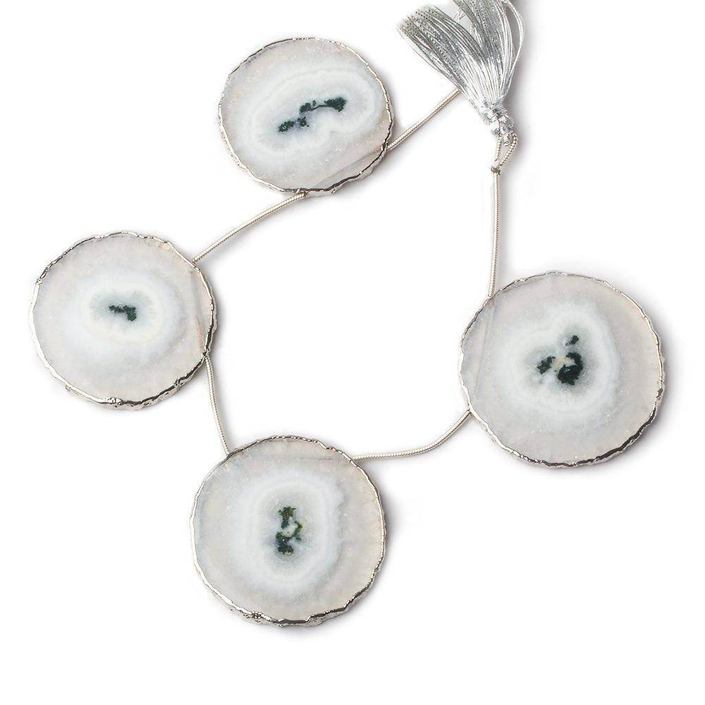 33x33-40x40mm Silver Leafed Solar Quartz Slices AAA Grade 4 pieces