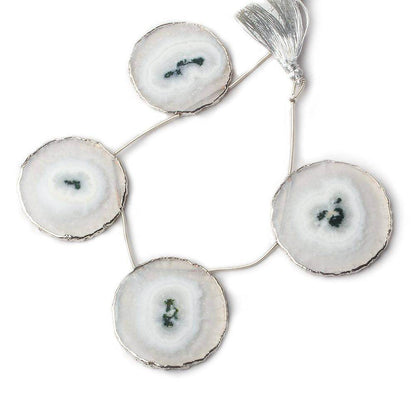 33x33-40x40mm Silver Leafed Solar Quartz Slices AAA Grade 4 pieces