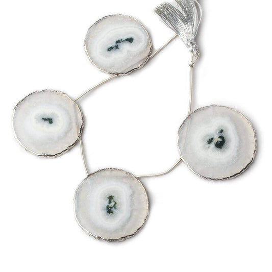 33x33-40x40mm Silver Leafed Solar Quartz Slices AAA Grade 4 pieces