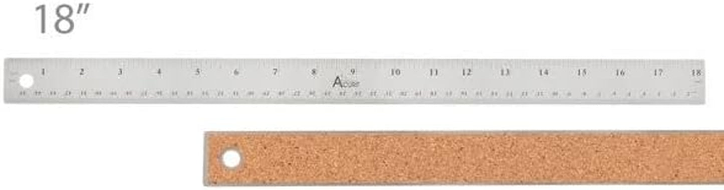 15 Inch Stainless Steel Straight Edge Ruler with Cork Back, Ideal for Drafting, Measuring, Drawing, Art
