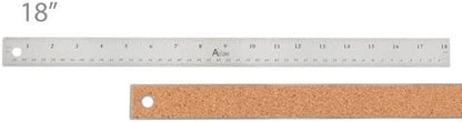15 Inch Stainless Steel Straight Edge Ruler with Cork Back, Ideal for Drafting, Measuring, Drawing, Art