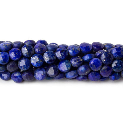 4mm Lapis Lazuli checkerboard calibrated faceted coins 12.5 inch 85 beads AAA
