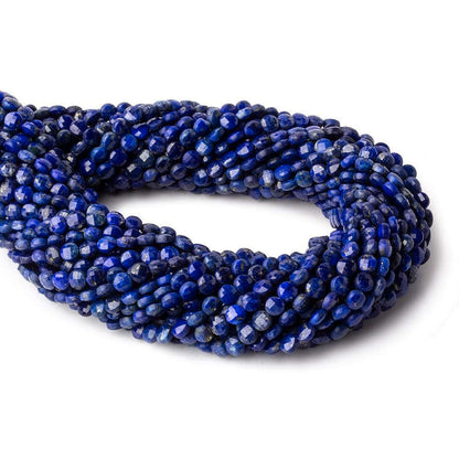 4mm Lapis Lazuli checkerboard calibrated faceted coins 12.5 inch 85 beads AAA