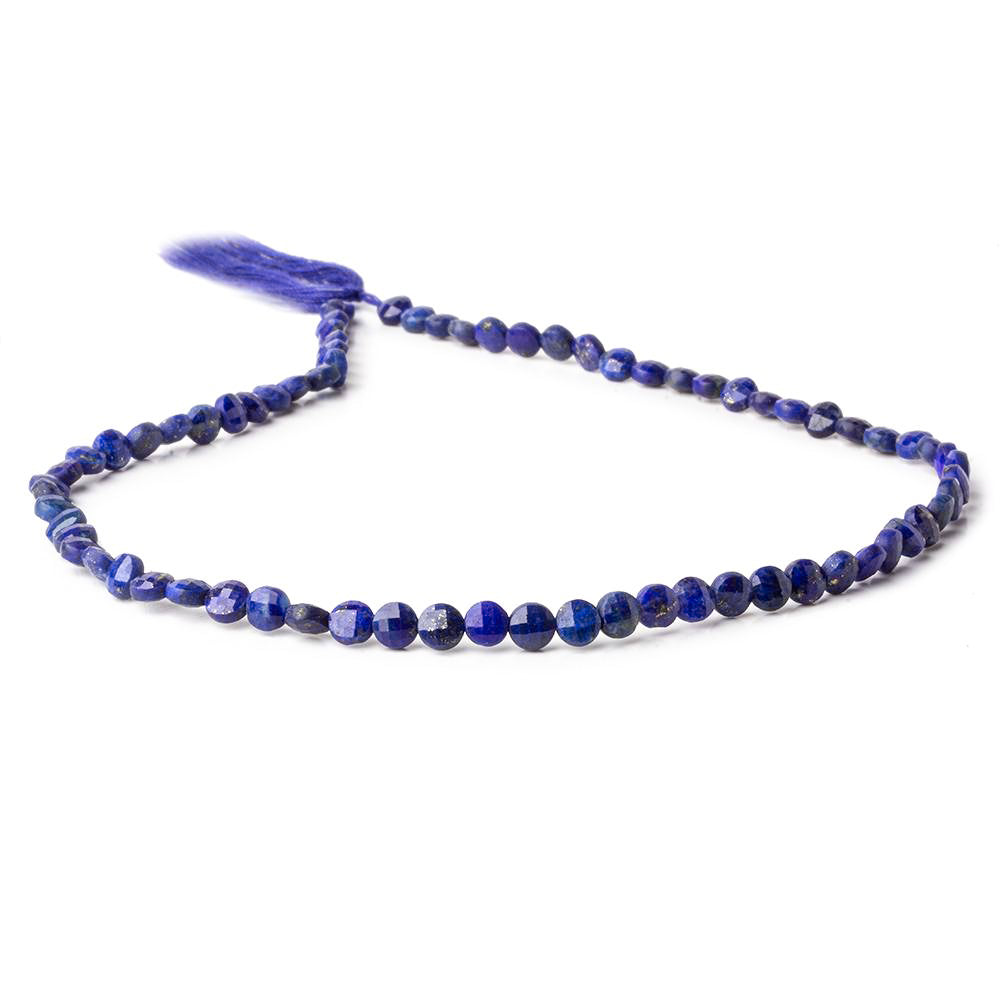 4mm Lapis Lazuli checkerboard calibrated faceted coins 12.5 inch 85 beads AAA