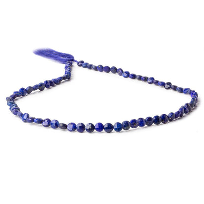 4mm Lapis Lazuli checkerboard calibrated faceted coins 12.5 inch 85 beads AAA