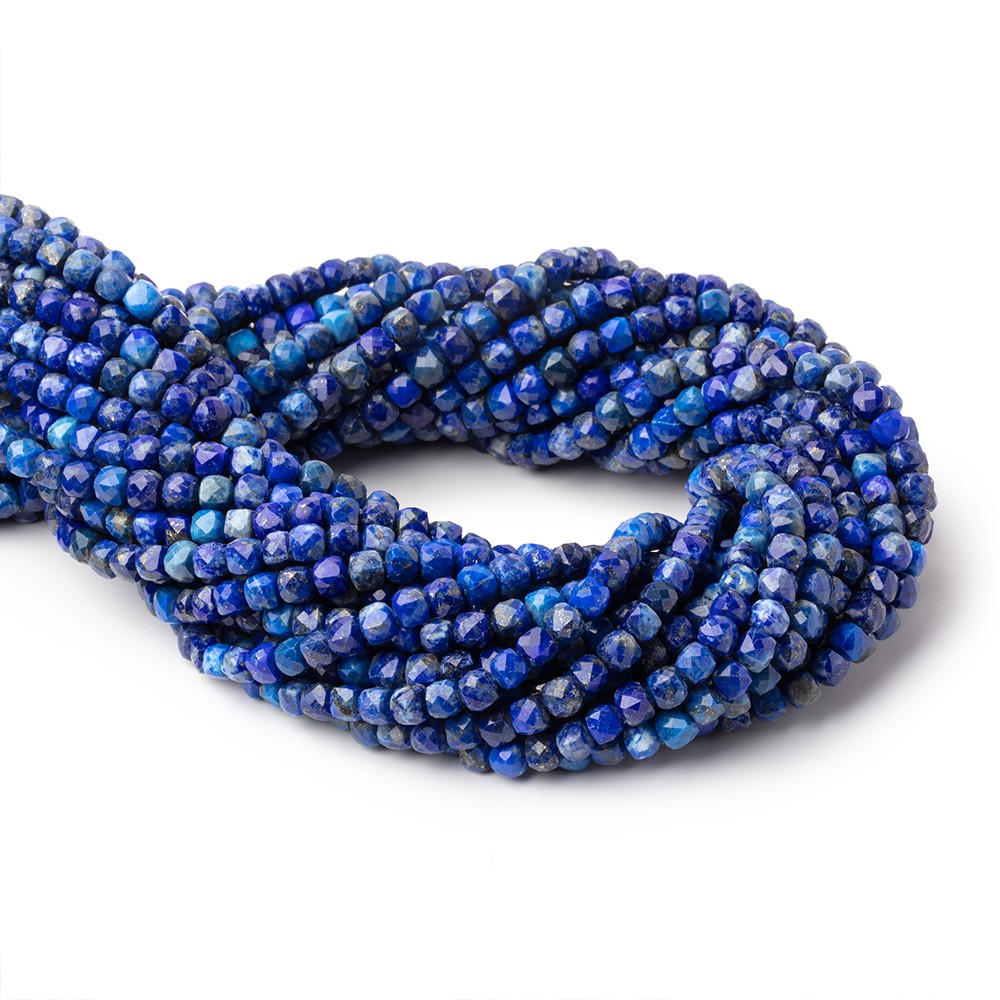 4mm Lapis Lazuli Micro Faceted Cubes 12.5 inch 78 Beads