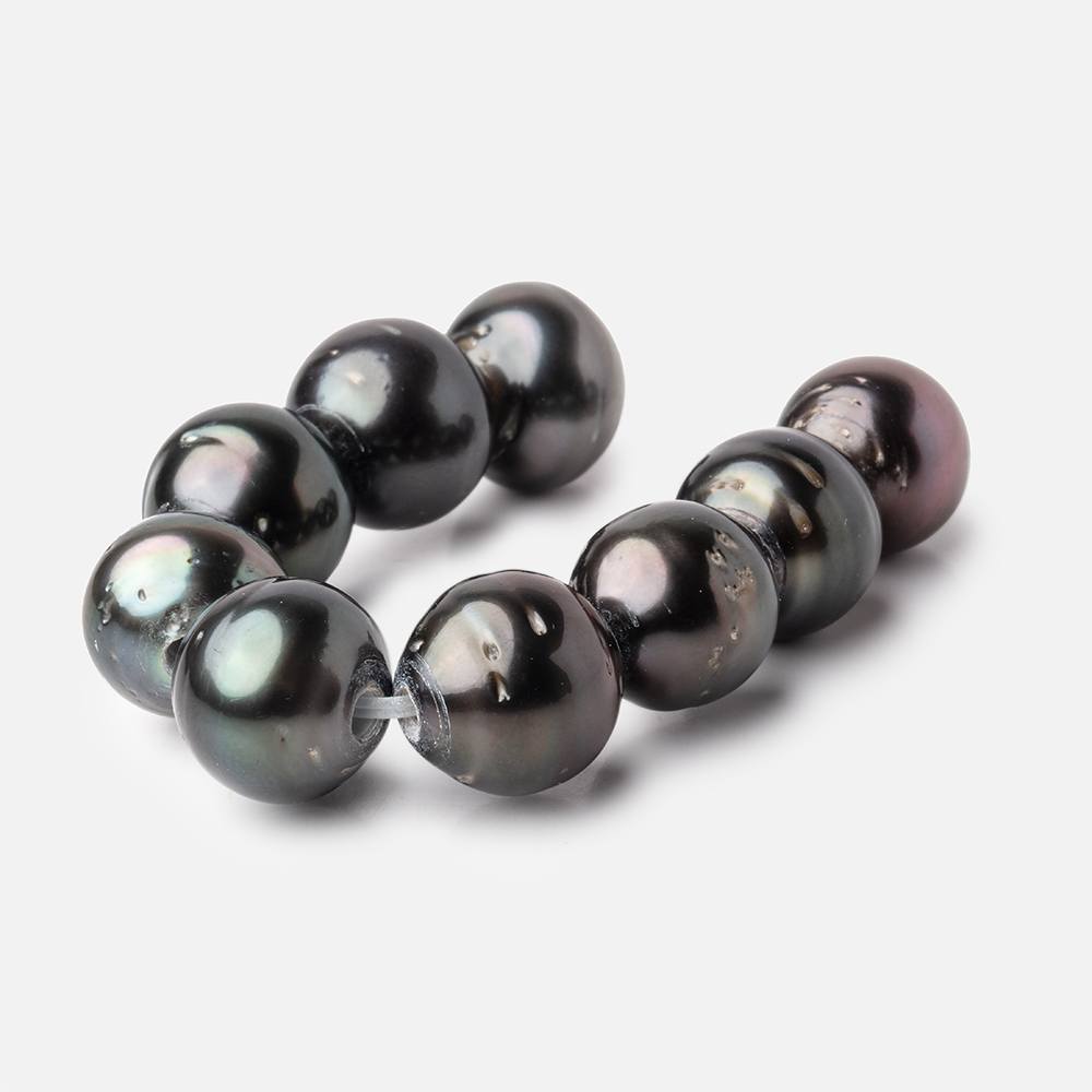 12-12.5mm Tahitian Saltwater 2.5mm Large Hole Pearls 4 inches 9 pieces