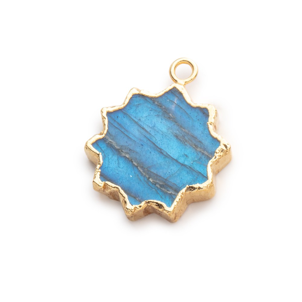 17mm Gold Leafed Labradorite Star Burst Focal Pendant 1 piece