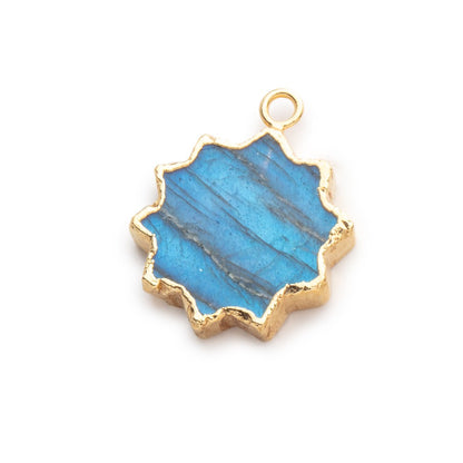17mm Gold Leafed Labradorite Star Burst Focal Pendant 1 piece