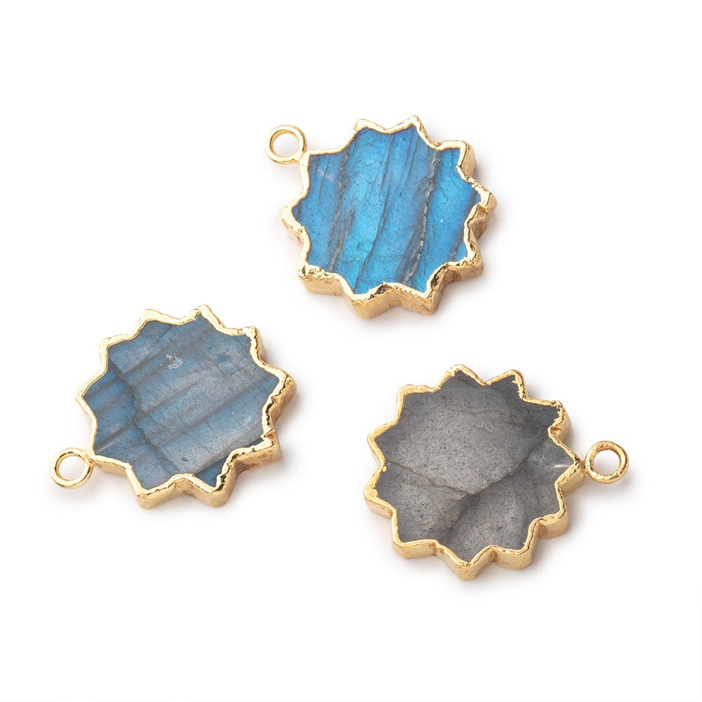 17mm Gold Leafed Labradorite Star Burst Focal Pendant 1 piece