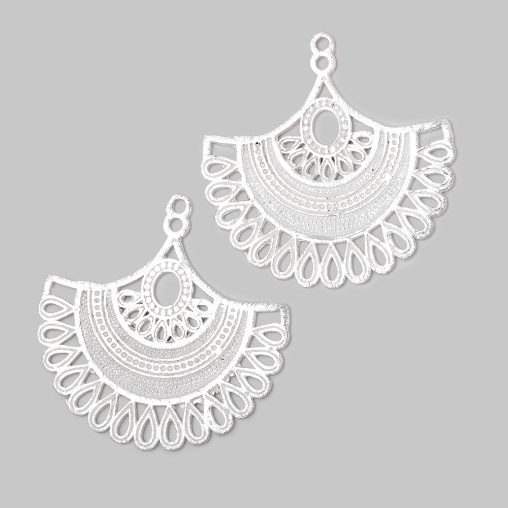 34.5mm Brushed Filigree Fan Charm Set of 2 pieces