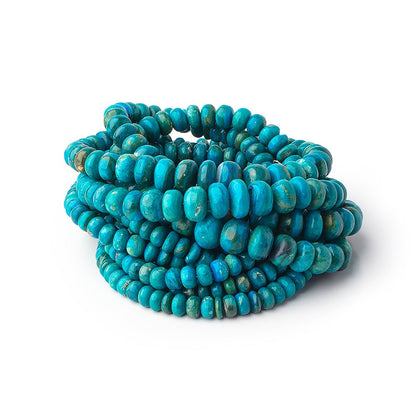 5-9mm Peruvian Blue Opalina plain rondelles 18 inch 108 beads AA