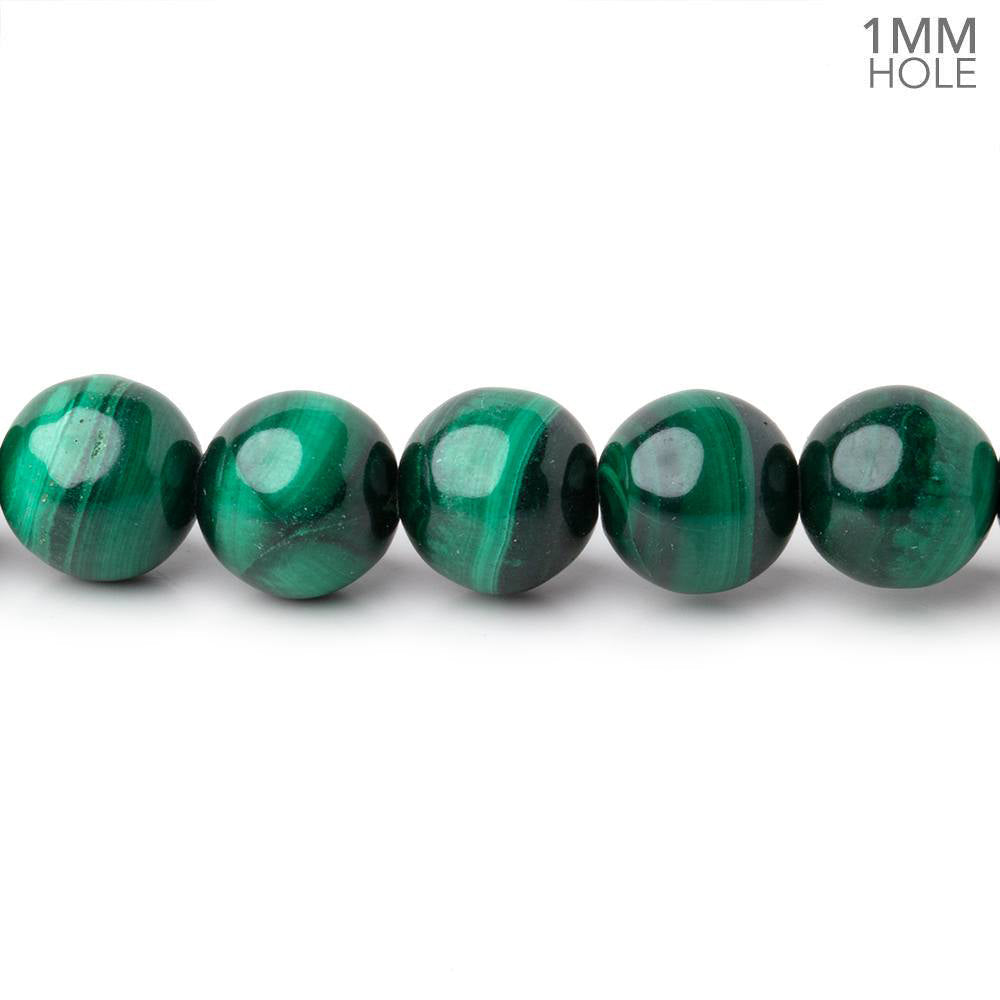 8mm Malachite Plain Round Beads 15.5 inch 51 pieces 1mm hole