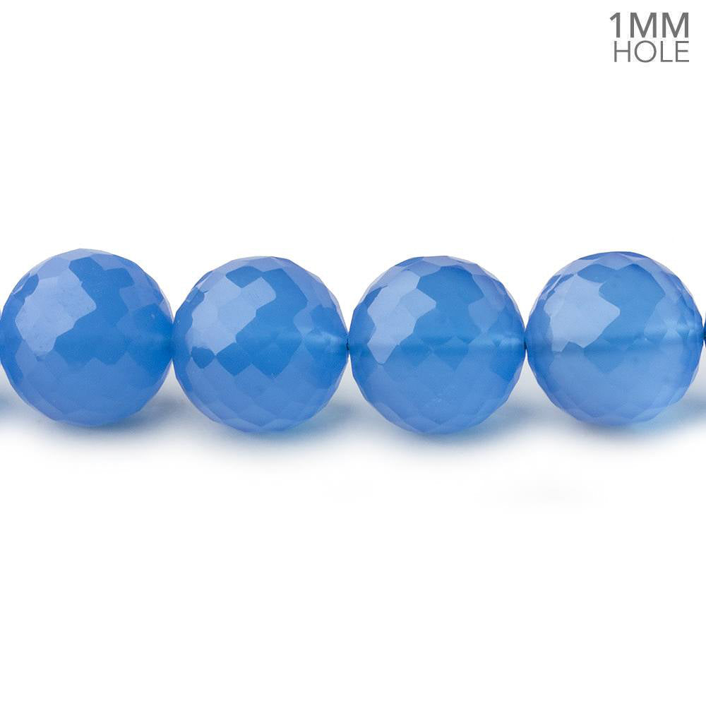 8-10mm Santorini Blue Chalcedony faceted rounds 16 inch 47 large hole beads