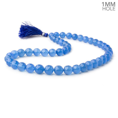 8-10mm Santorini Blue Chalcedony faceted rounds 16 inch 47 large hole beads